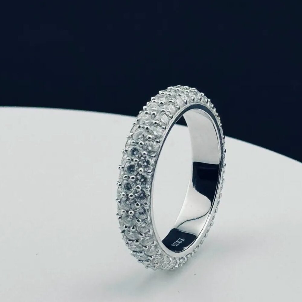 Moissanite Pavé Band Ring | Passes Diamond Tester | 925 Silver